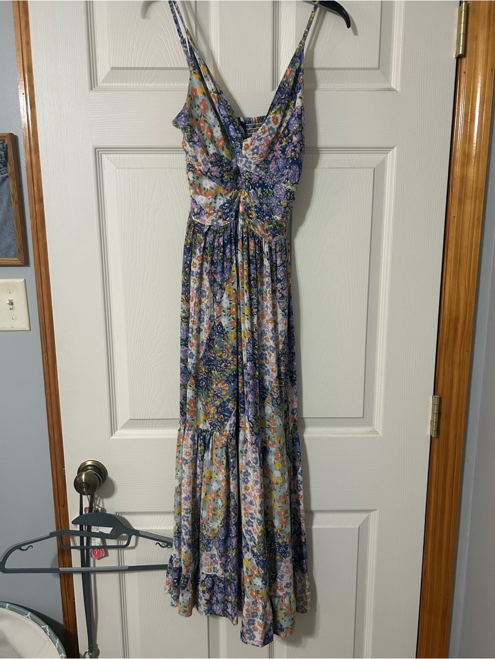 Angie Floral Twist-Front Maxi Dress in Purple & Yellow
